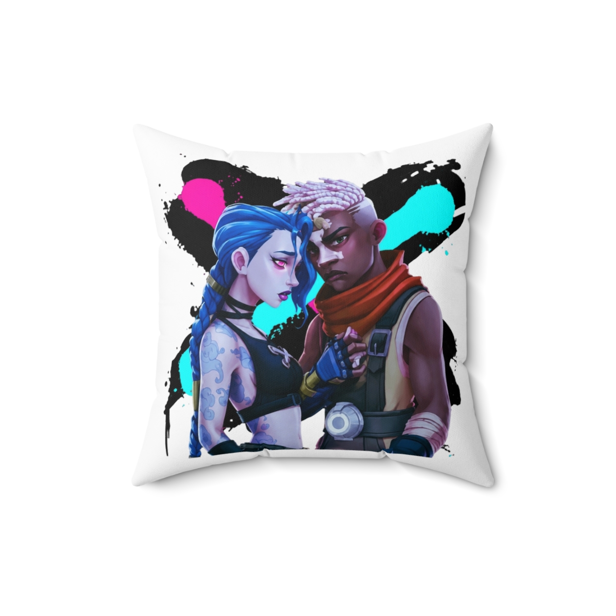 Jinx Ekko Arcane Movies Riot League Of Legends Throw Pillow - alternate angle 2, merchandise
