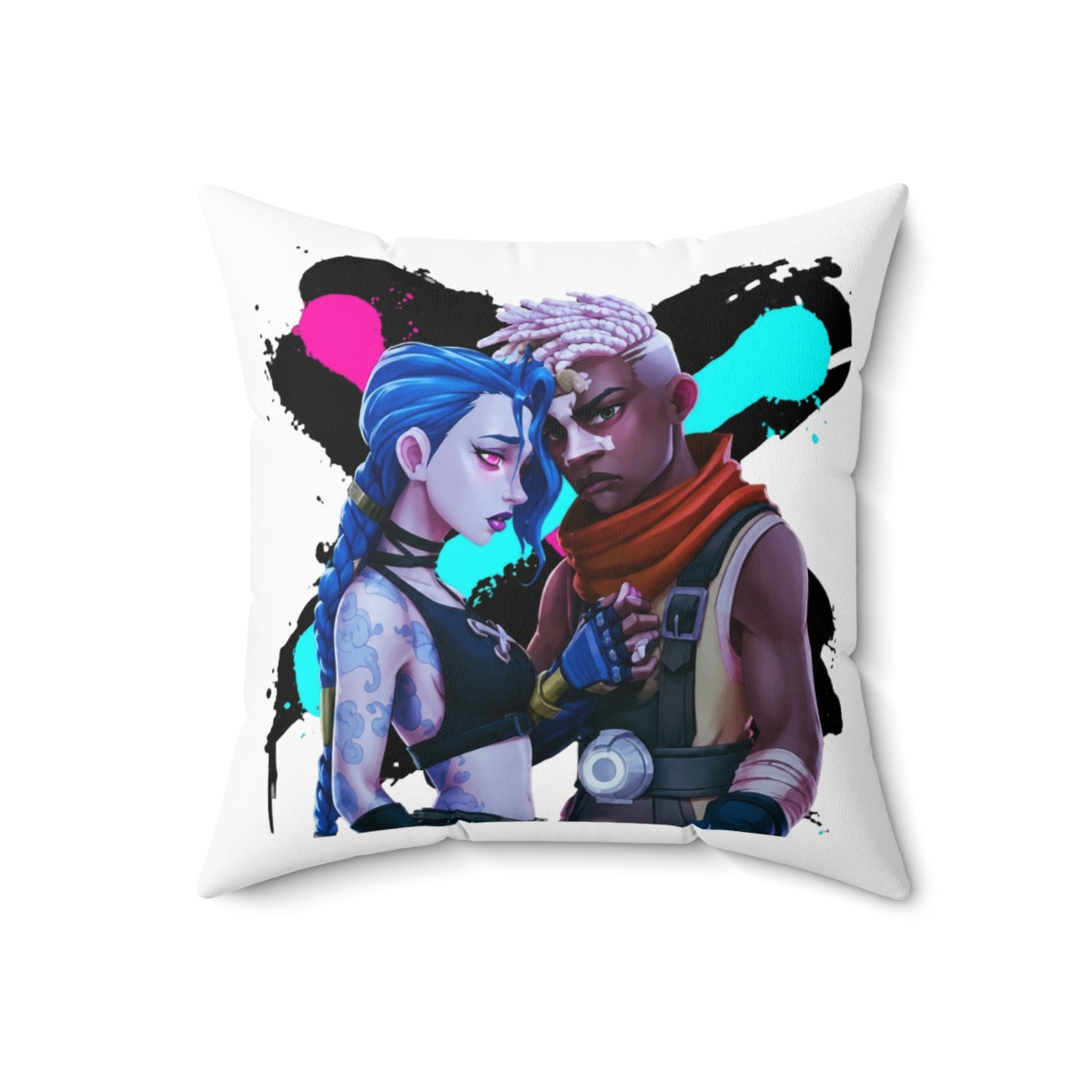 Jinx Ekko Arcane Movies Riot League Of Legends Throw Pillow - alternate angle 3, merchandise