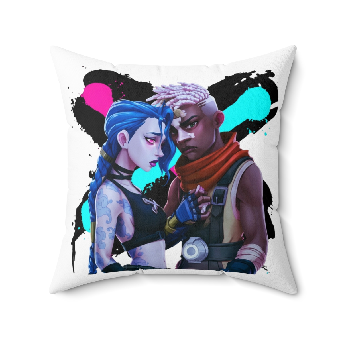 Jinx Ekko Arcane Movies Riot League Of Legends Throw Pillow - alternate angle 4, merchandise